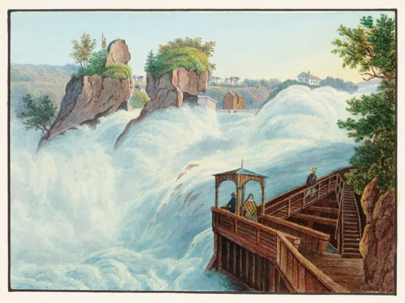 Vy av Rhenfallet, sett från Fichetz av Johann Ludwig Bleuler
