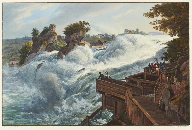 Vy av Rhenfallet vid Fischetz av Johann Ludwig Bleuler