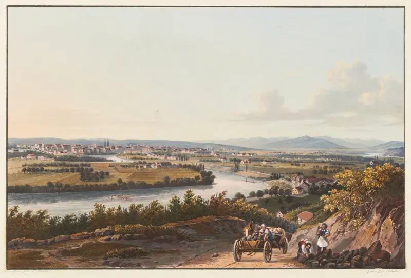 Utsikt över staden Basel och dess omgivningar av Johann Ludwig Bleuler