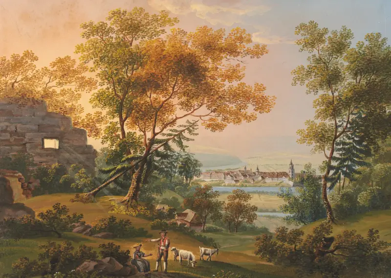 Vy av staden Bern av Johann Ludwig Bleuler