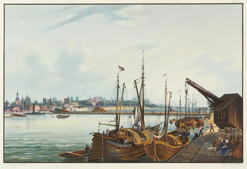 Vue de la ville de Manheim et de ses environs av Johann Ludwig Bleuler