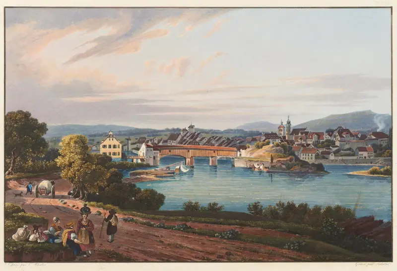 Vy av staden Rheinfelden, kantonen Aargau av Johann Ludwig Bleuler