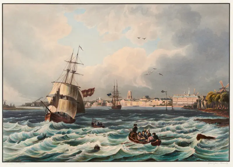 Vy över staden Rotterdam av Johann Ludwig Bleuler