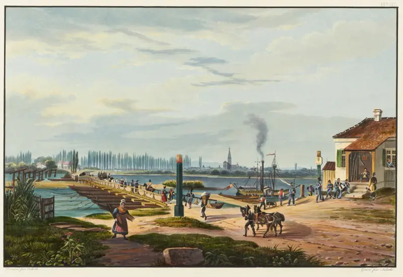 Vue de la ville de Strasbourg prise de Kehl av Johann Ludwig Bleuler