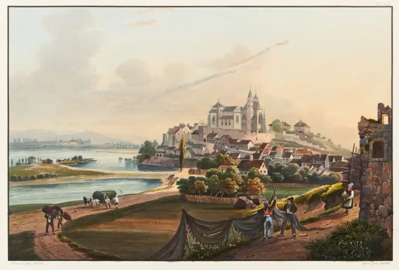 Vy över den gamla staden Breisach av Johann Ludwig Bleuler