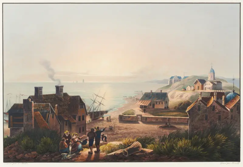 Utsikt över Scheveningen mot havsbadet av Johann Ludwig Bleuler