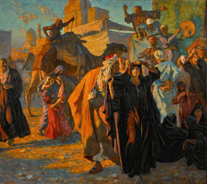 A Street Celebration In Cairo av Ludwig Deutsch