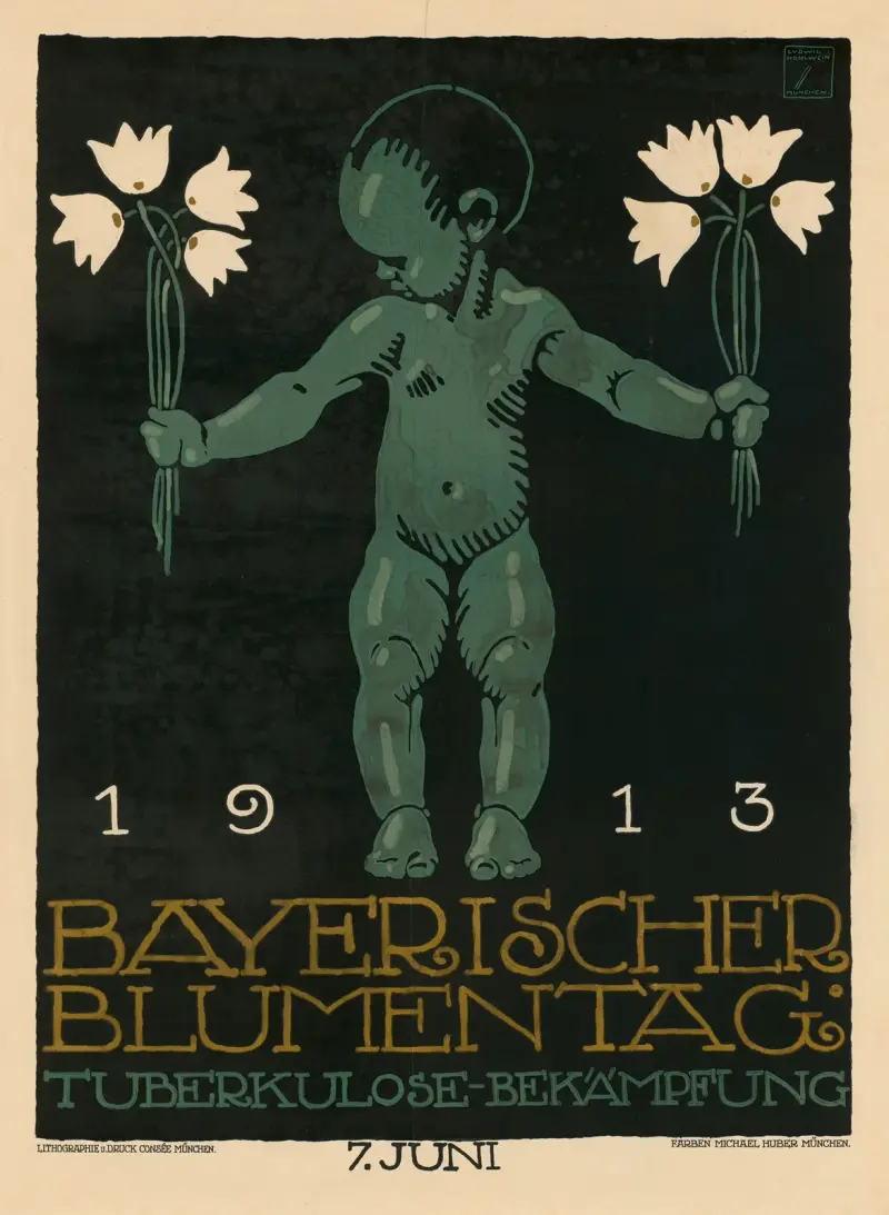 Bayersk blomsterdag. Tuberkulosbekämpning 1913 av Ludwig Hohlwein