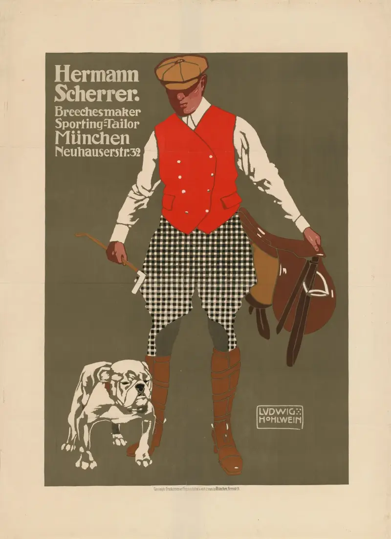 Hermann Scherrer Breechesmaker Sporting-Tailor, 1907 – Nr. 1 von Ludwig Hohlwein