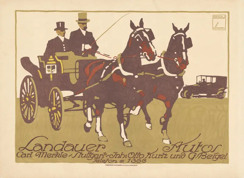 Landauer Autos Carl Merkle Stuttgart av Ludwig Hohlwein
