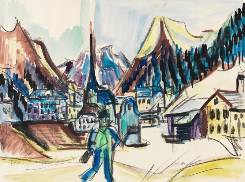 Ansicht von Davos (Landschaft bei Davos im Winter) von Ernst Ludwig Kirchner