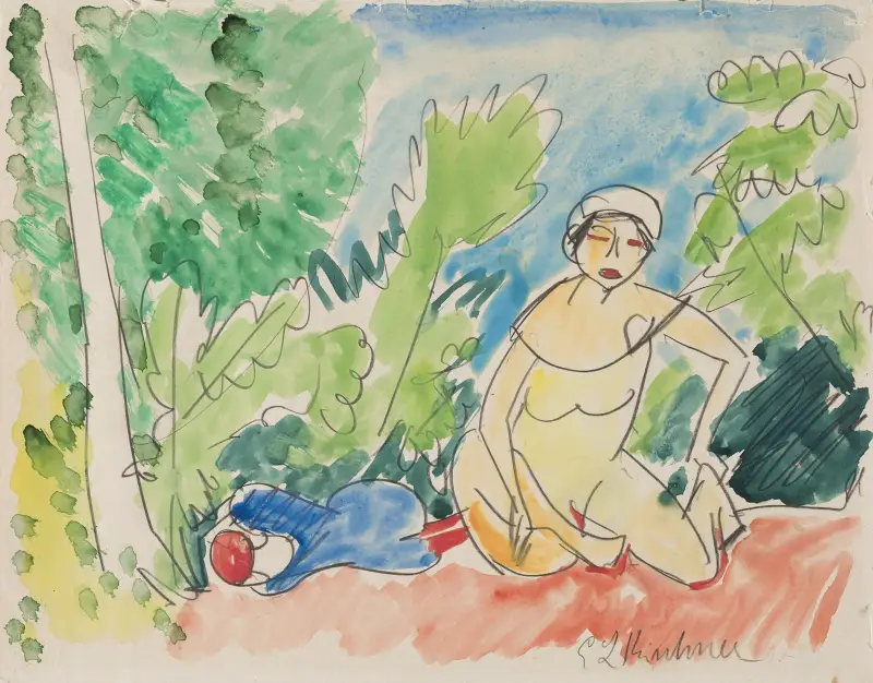 Kąpiący się nad jeziorem, Ernst Ludwig Kirchner