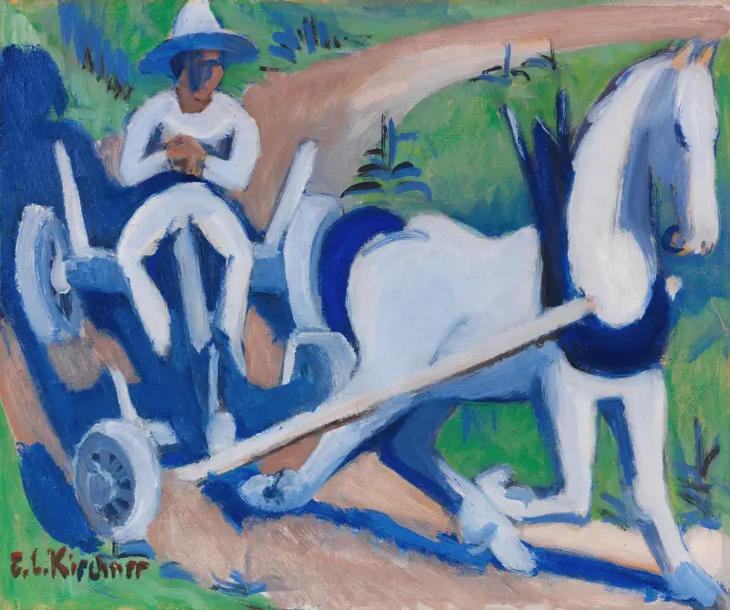 Bauernwagen mit Pferd von Ernst Ludwig Kirchner