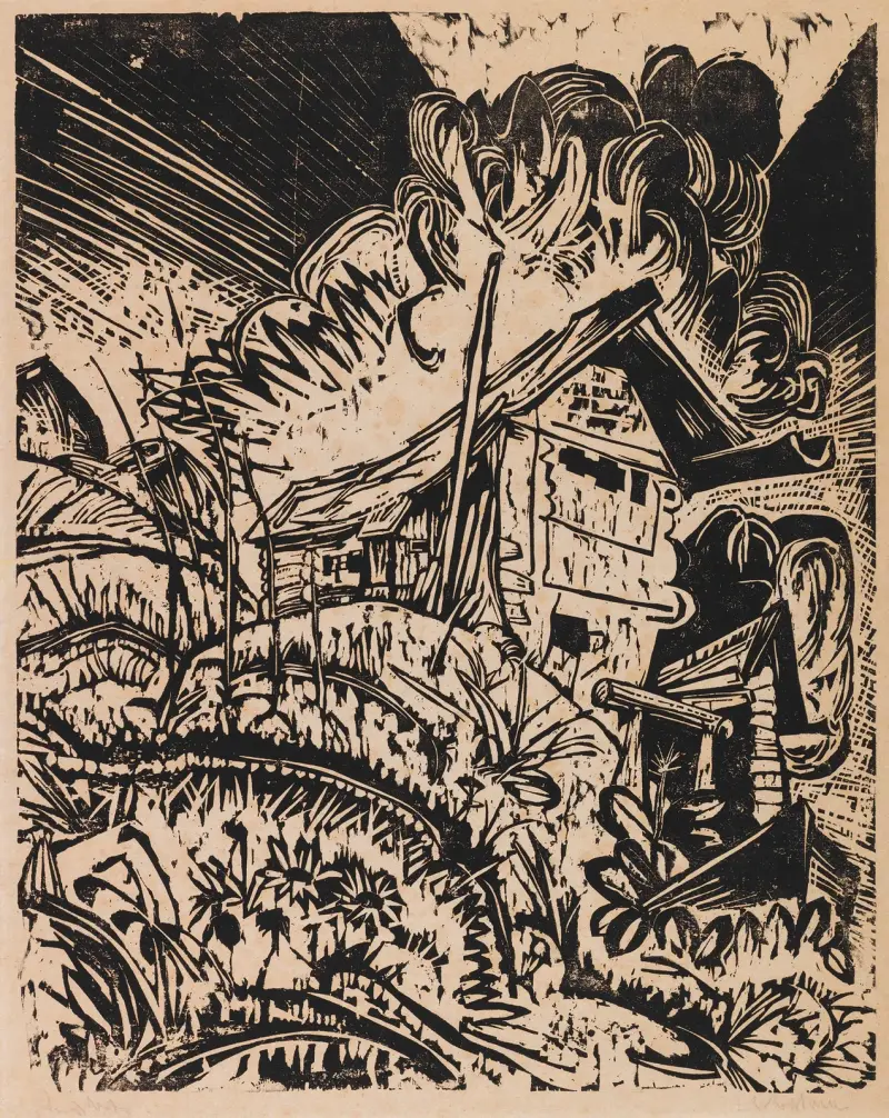 Dom górski z chmurą burzową (Alpejska chatka podczas burzy), Ernst Ludwig Kirchner