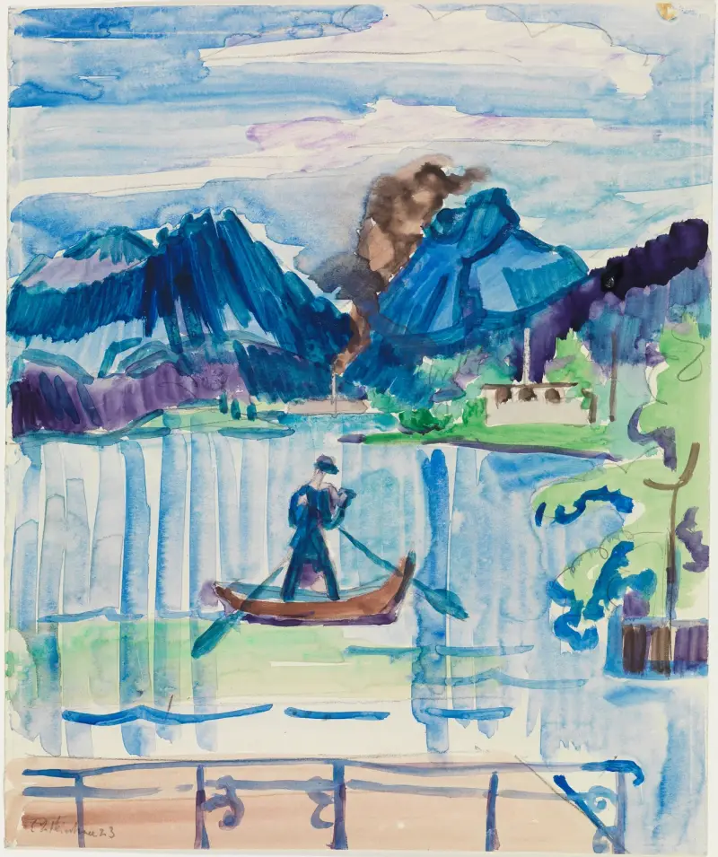 Górskie jezioro z wioślarzem, Ernst Ludwig Kirchner
