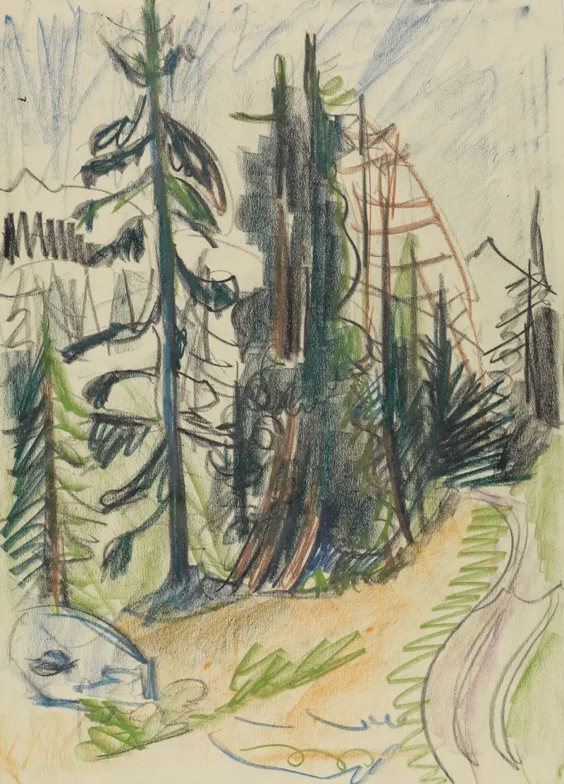 Bergtannen und Weg av Ernst Ludwig Kirchner