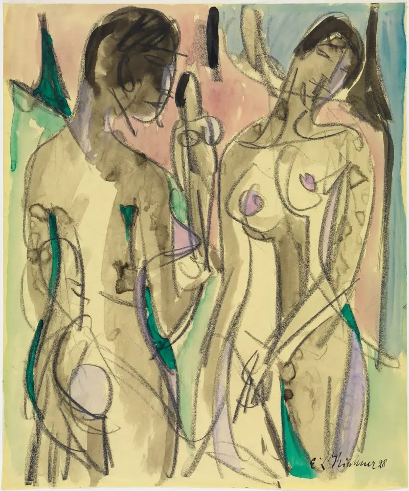 Trzy akty w lesie, 1928, Ernst Ludwig Kirchner