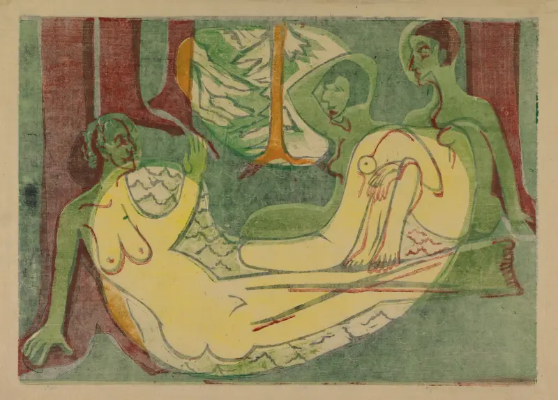 Drei Akte im Walde av Ernst Ludwig Kirchner