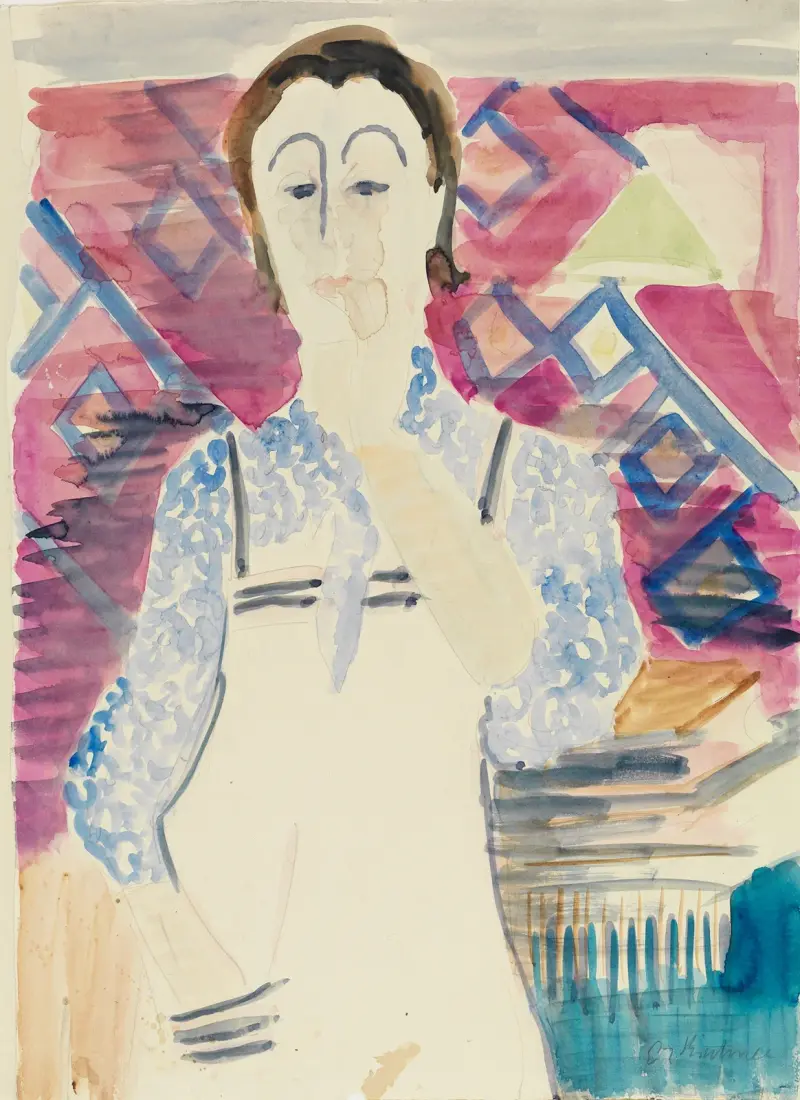 Frau mit Schürze (Erna Kirchner) von Ernst Ludwig Kirchner