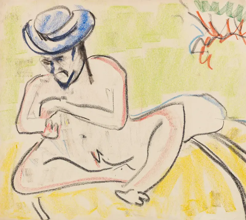 Heckel mit blauem Hut von Ernst Ludwig Kirchner