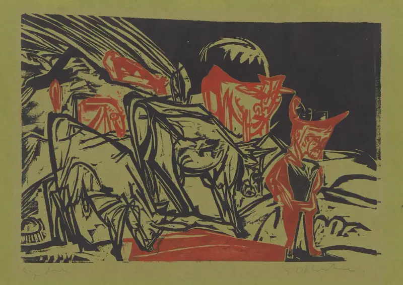 Kuhherde mit einem Hirten von Ernst Ludwig Kirchner