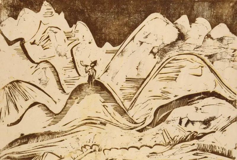 Landschaft mit blasendem Hirten av Ernst Ludwig Kirchner