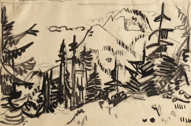 Mountain Landscape with Fir Trees av Ernst Ludwig Kirchner