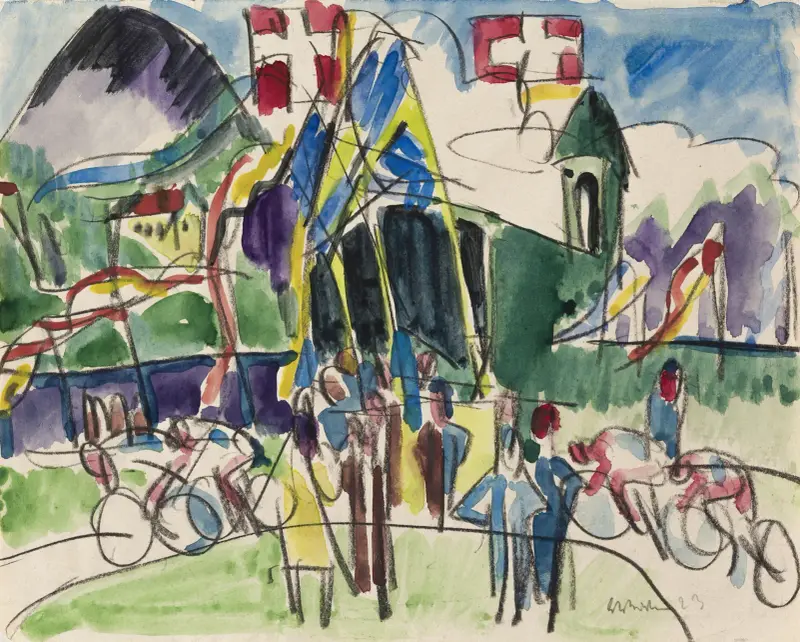 Cyklistický závod, 1923, Ernst Ludwig Kirchner