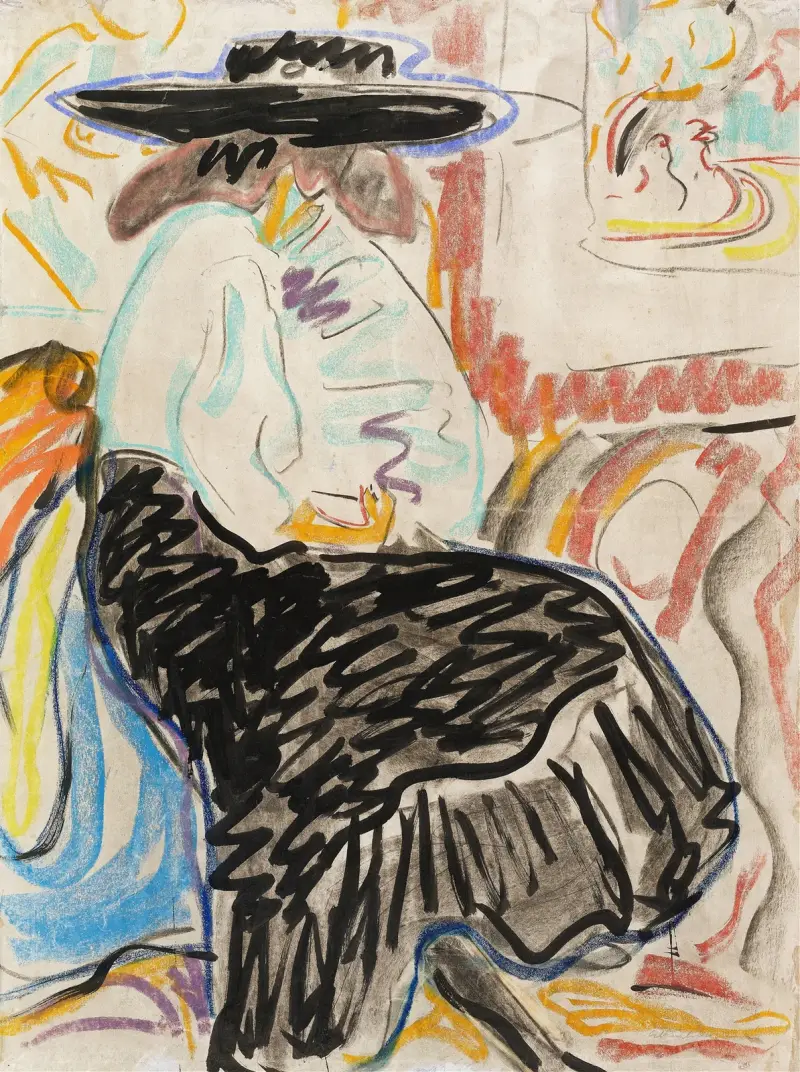Seated Woman in the Studio av Ernst Ludwig Kirchner