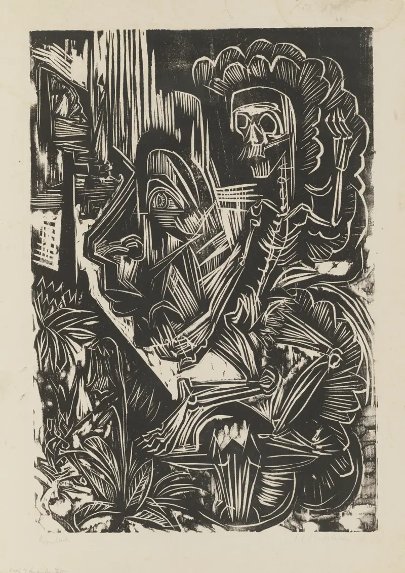 Selbstbildnis mit tanzendem Tod von Ernst Ludwig Kirchner