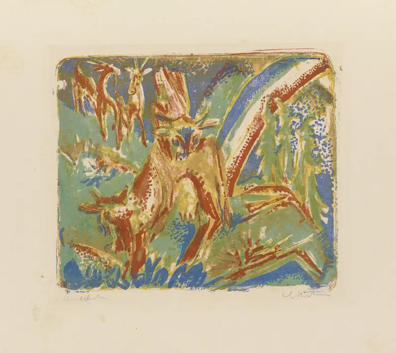 Sieben Kühe und Regenbogen av Ernst Ludwig Kirchner