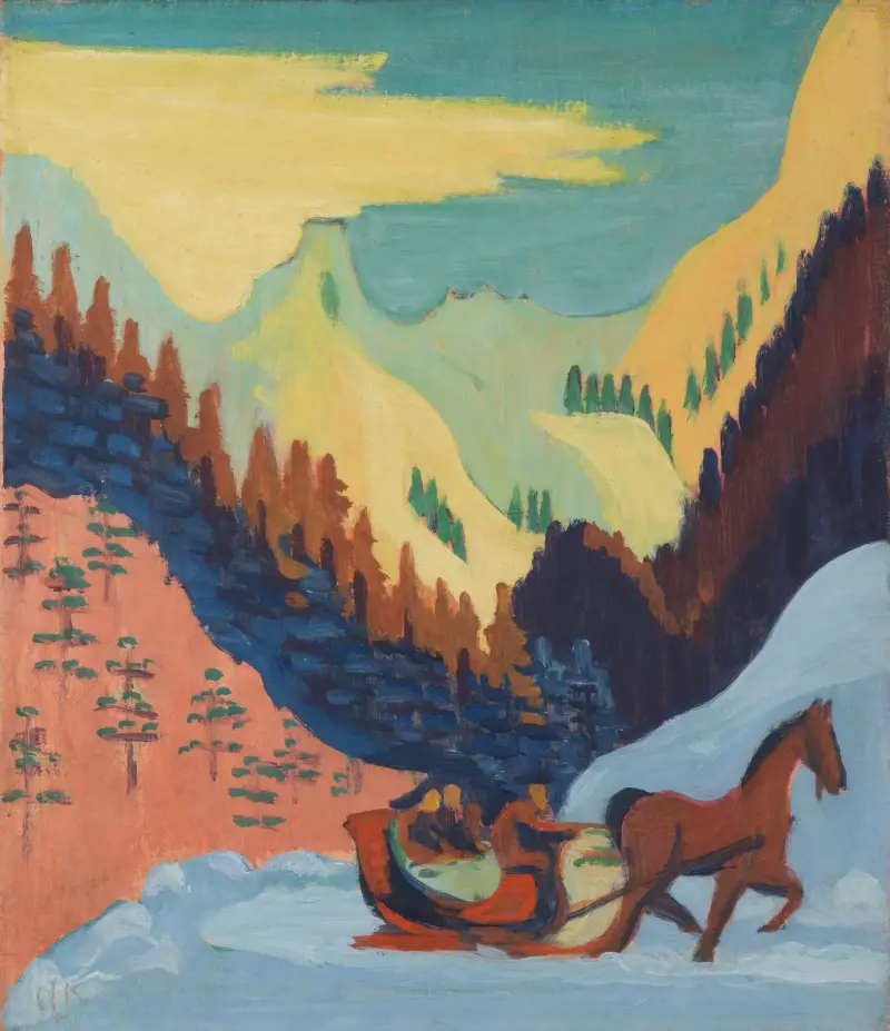 Sleigh Ride in the Snow av Ernst Ludwig Kirchner