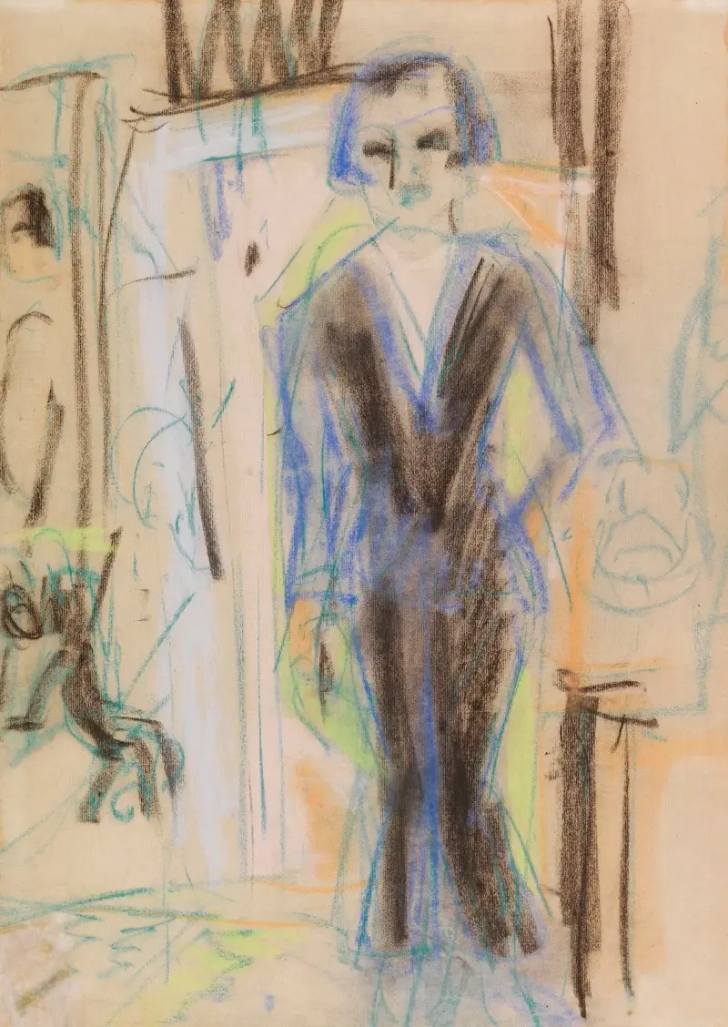 Stehende Dame im Abendkleid av Ernst Ludwig Kirchner