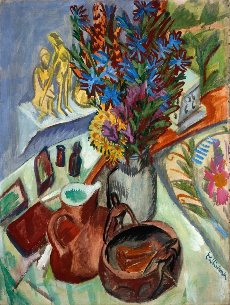 Still Life with Jug and African Bowl av Ernst Ludwig Kirchner