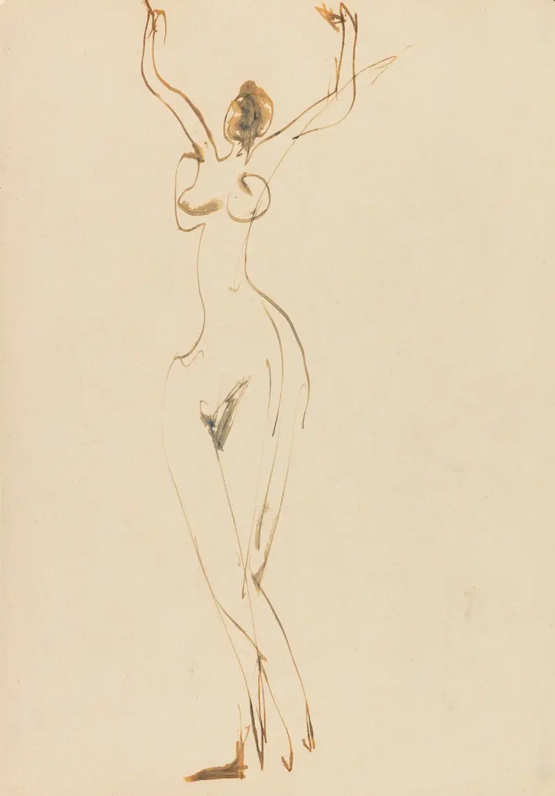 Tanzender weiblicher Akt im Atelier av Ernst Ludwig Kirchner