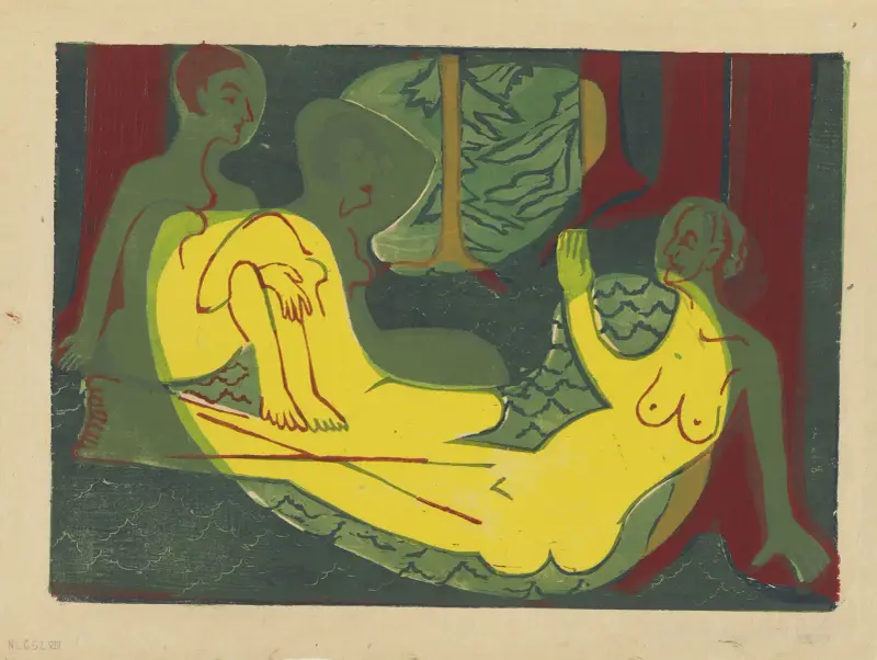 Three Nudes in the Forest av Ernst Ludwig Kirchner