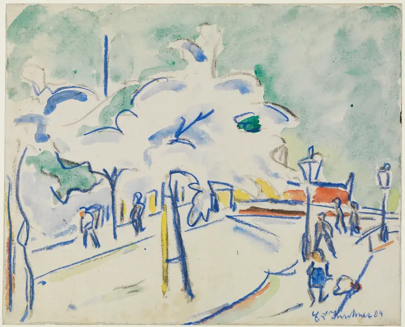 Uferstrom mit Bäumen (Dresden) von Ernst Ludwig Kirchner
