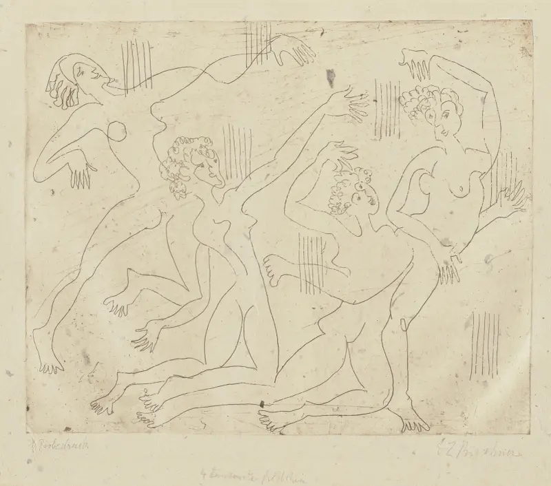 Vier tanzende Mädchen av Ernst Ludwig Kirchner