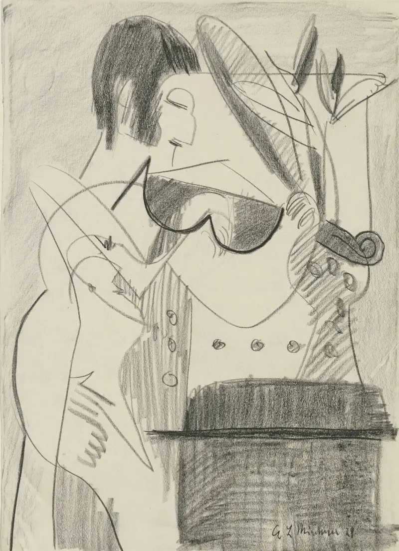 Skrzypaczka przed obrazem, Ernst Ludwig Kirchner
