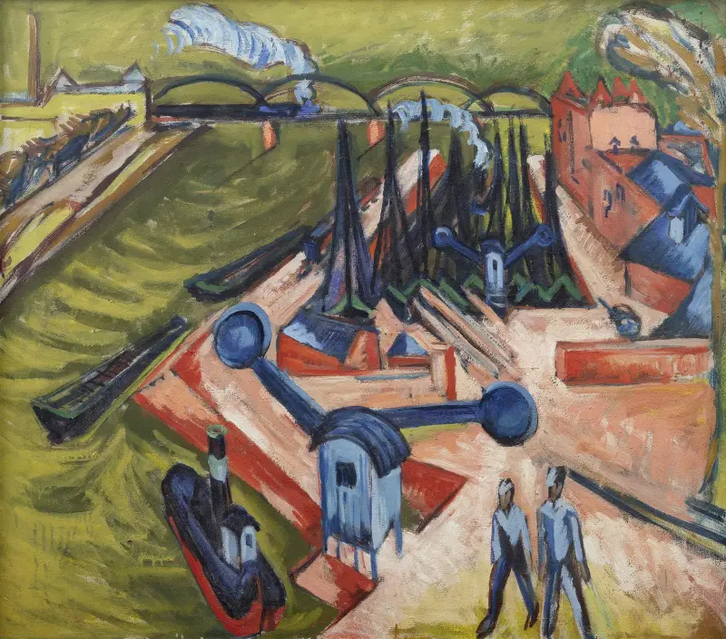 Västra hamnen i Frankfurt am Main av Ernst Ludwig Kirchner
