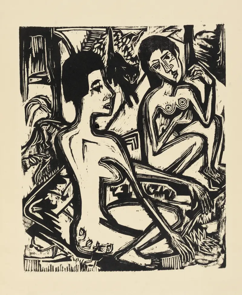 Zwei nackte Frauen im Walde av Ernst Ludwig Kirchner