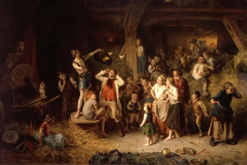 The magician in the barn av Ludwig Knaus