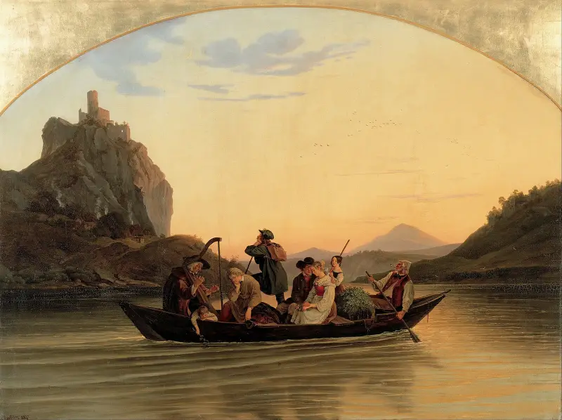 Crossing at Schreckenstein av Adrian Ludwig Richter