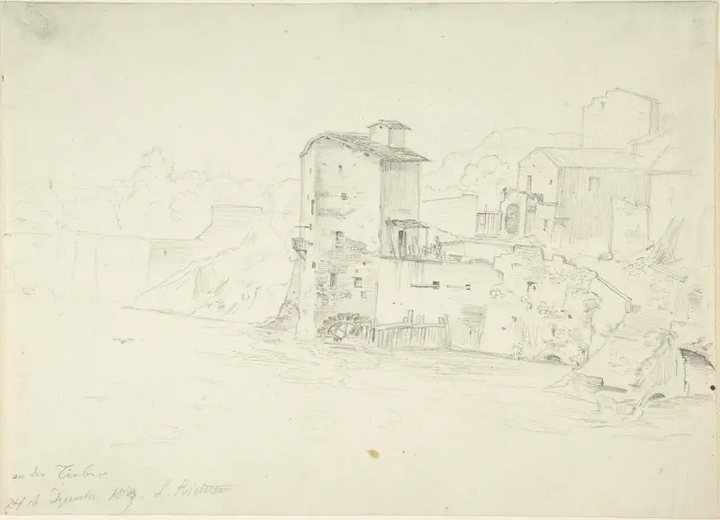 Landscape with Mill and Buildings av Adrian Ludwig Richter