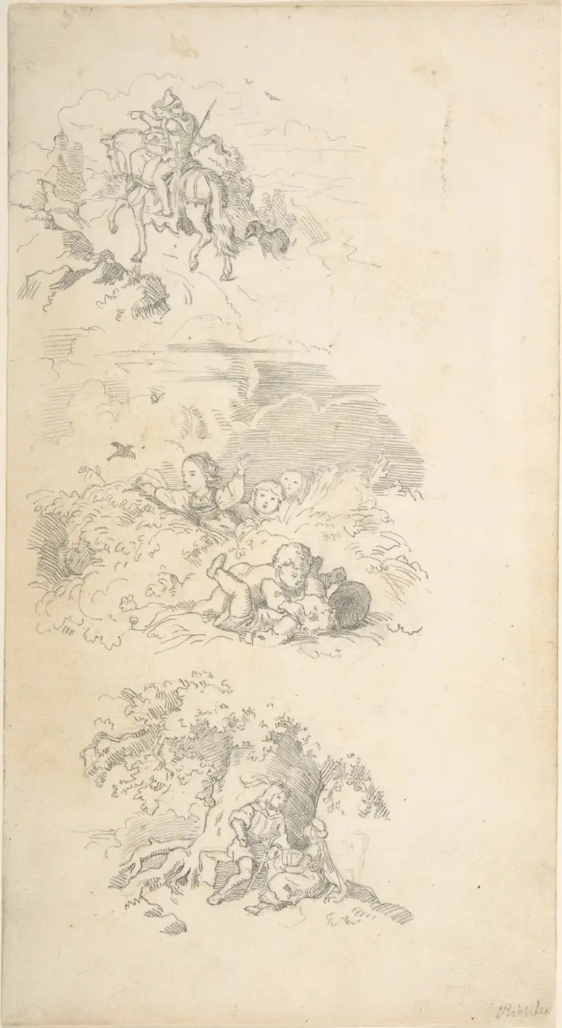 Drei Vorlagen für Buchillustrationen von Adrian Ludwig Richter
