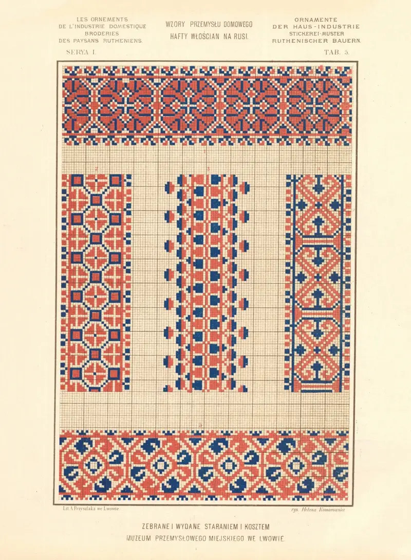 Les ornements de l’industrie domestique – Broderies des paysans Rutheniens vol.2 Pl.05 av Ludwik Wierzbicki