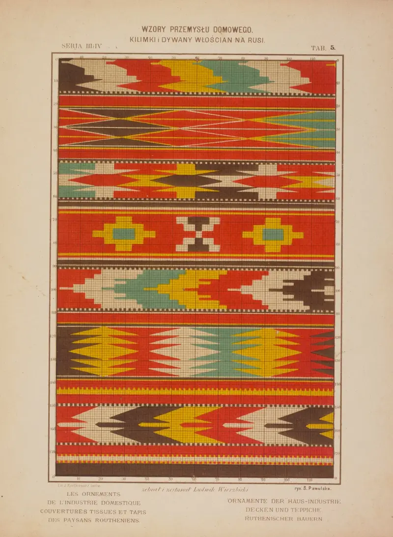 Les ornements de l’industrie domestique – Couvertures tissues et tapis des paysans Routheniens Pl.05 av Ludwik Wierzbicki