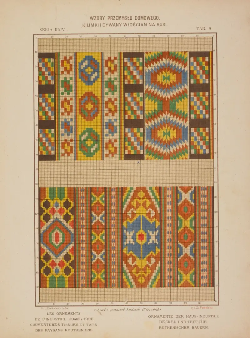 Les ornements de l’industrie domestique – Couvertures tissues et tapis des paysans Routheniens Pl.09 av Ludwik Wierzbicki