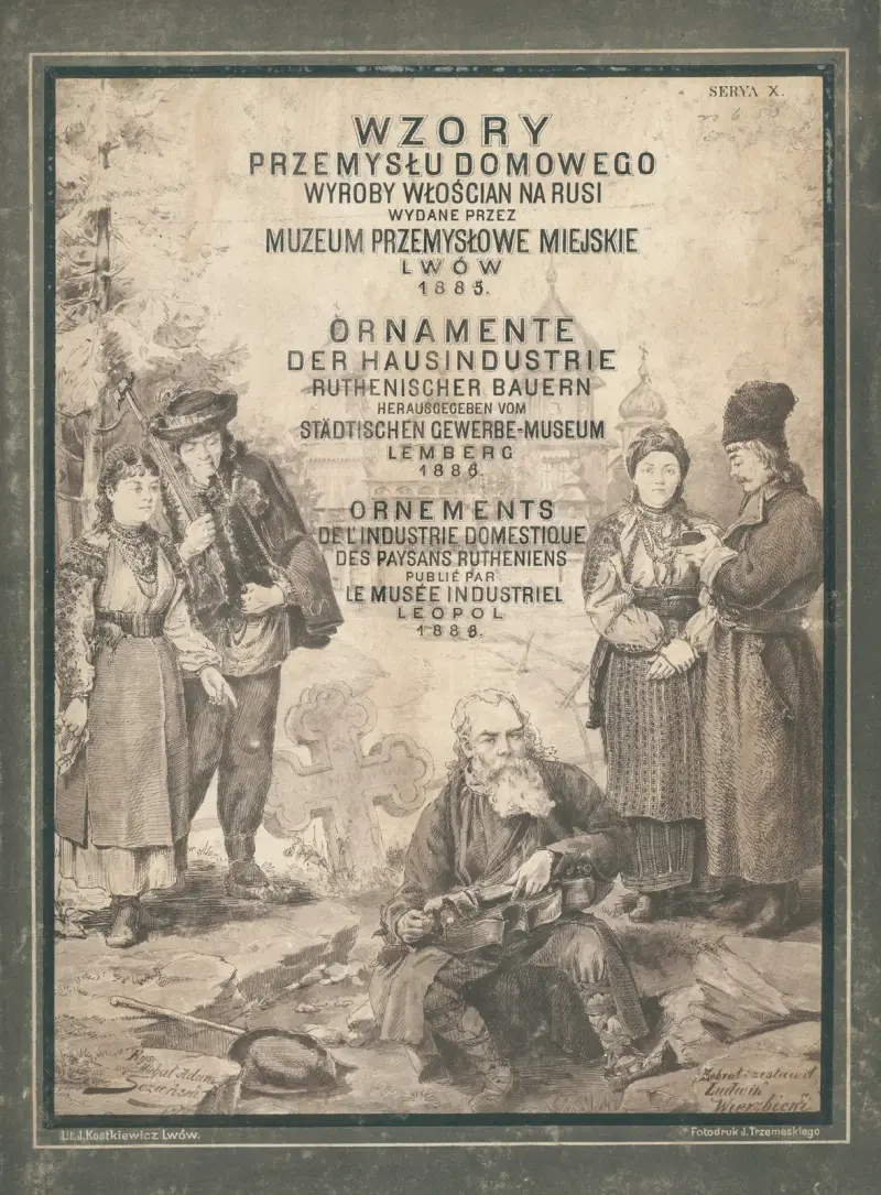 Les ornements de l’industrie domestique – Couvertures tissues et tapis des paysans Rutheniens Pl.01 av Ludwik Wierzbicki