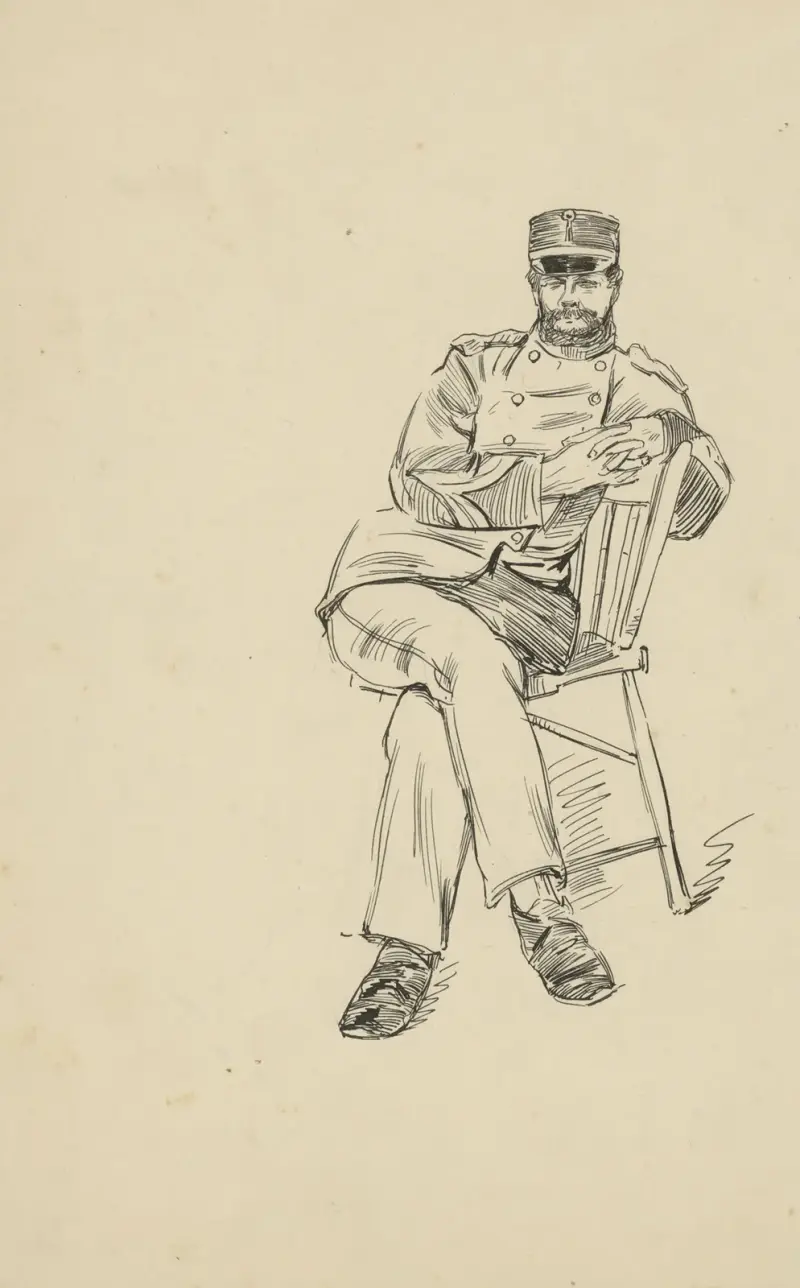 Militär sittande på en stol, 1898 – nr 1 av Hendrik Maarten Krabbé
